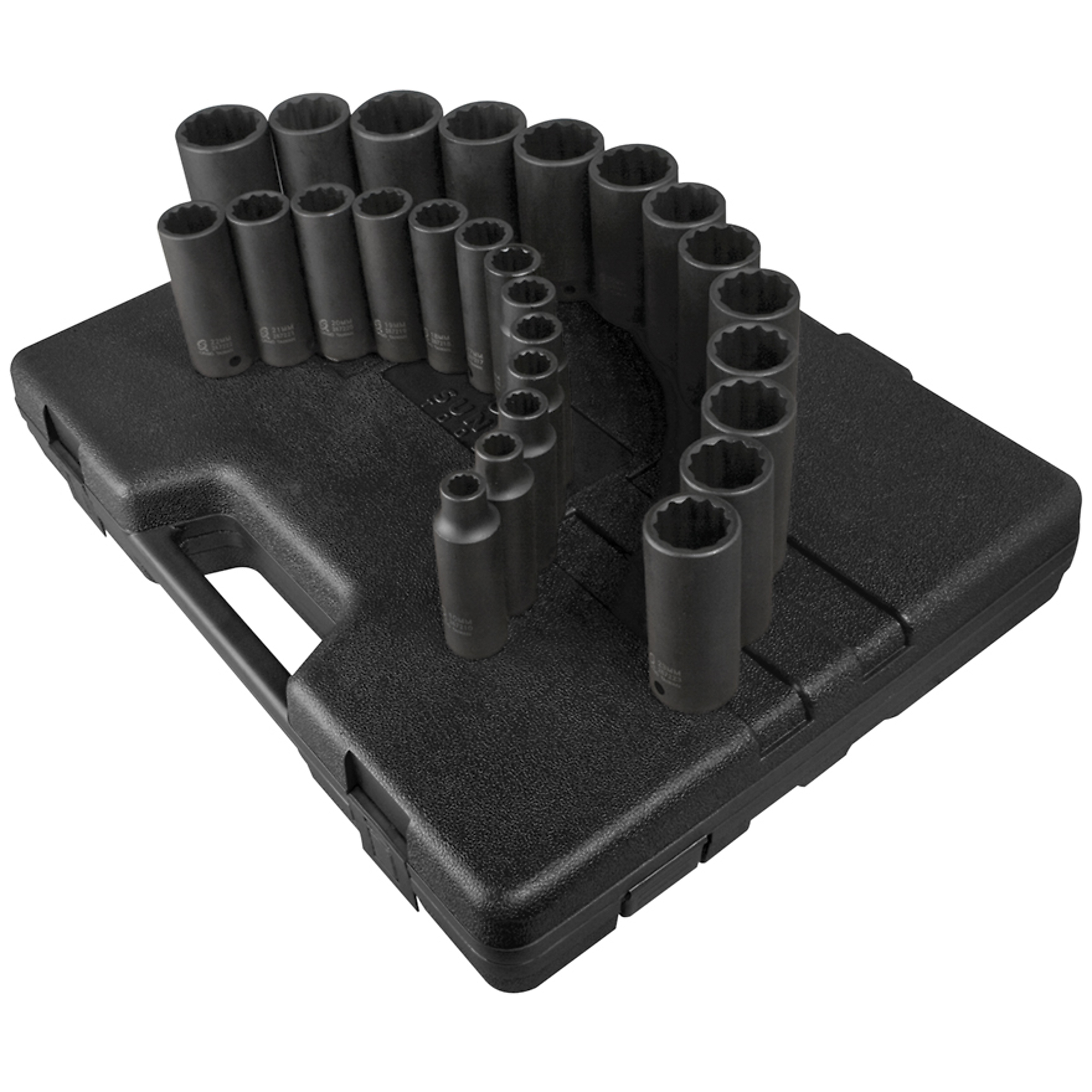 Sunex Tools 1/2in. Drive Metric Deep Impact Socket Set — 26 Pcs, 12-Point, CR-MO Alloy Steel, Model# 2827